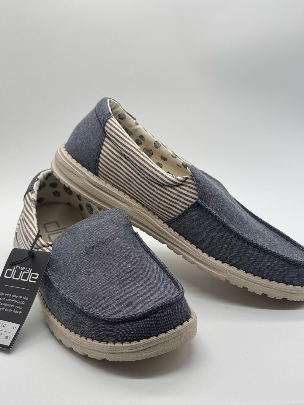 HEYDUDE Misty Blue Barbados Women’s Slip On Shoes Size 10 New